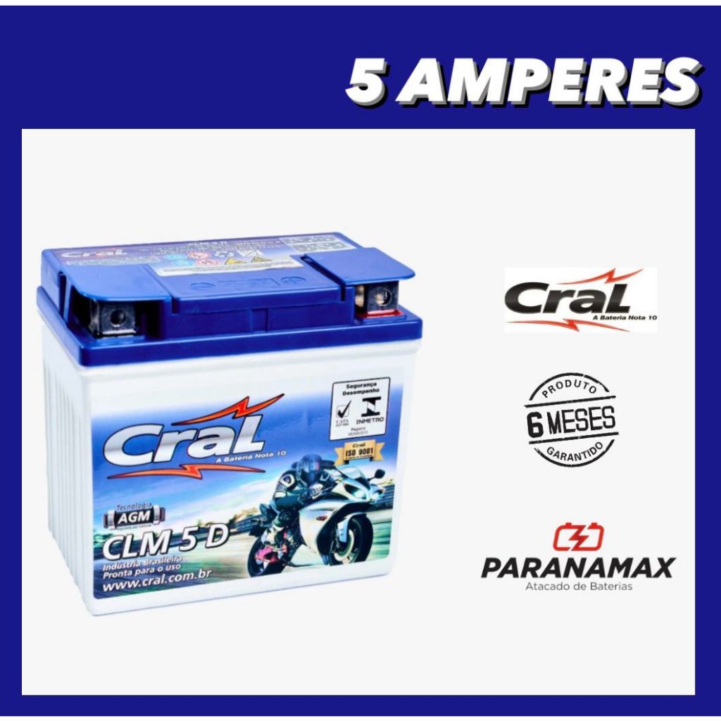 Bateria Moto Cral Ah Clm D Shopee Brasil