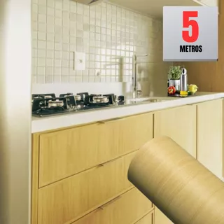 Papel de Parede PREMIUM Claro Rolo 5 Metros Adesivo Autocolante Madeira Claro Cozinha/Sala/Quartos 5m x 45cm