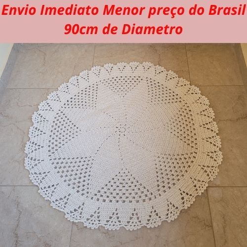 Tapete de Crochê Redondo para Sala 90cm