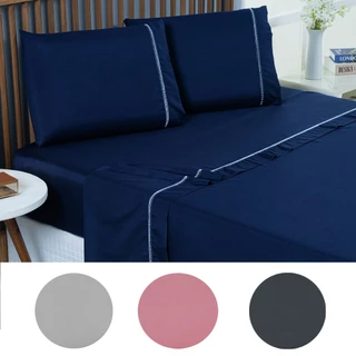 Kit Jogo de Lençol Queen Size 400 Fios 4 Peças Toque Macio / Jogo de Cama Queen