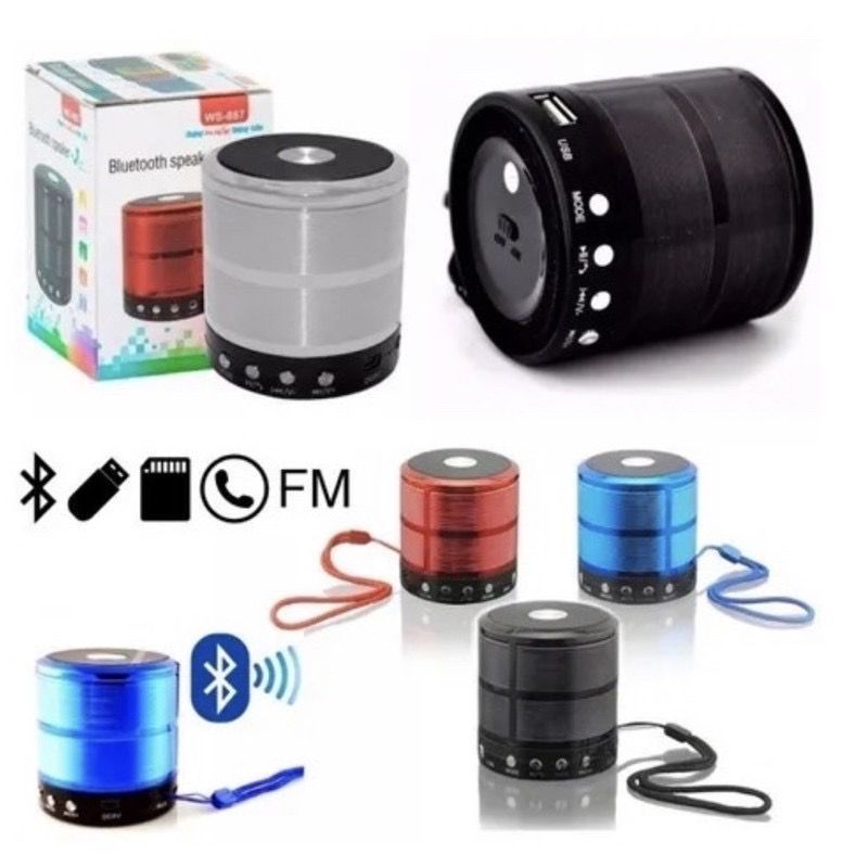 Mini Caixa de som 887 Bluetooth Portátil USB MP3 P2 SD rádio FM - Melhora o  Preço