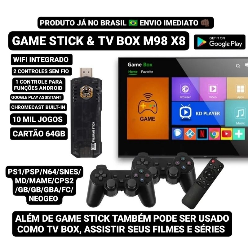Video Game BigBox 12mil Jogos So Ligar Na Tv + 2 Controles modelo XBOX