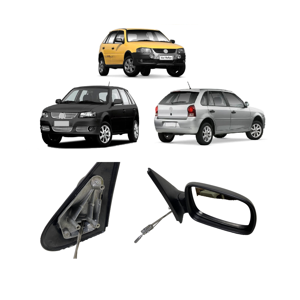 Retrovisor Original Metagal Gol G4 2005 até 2014 com Controle 4 portas Base Metal