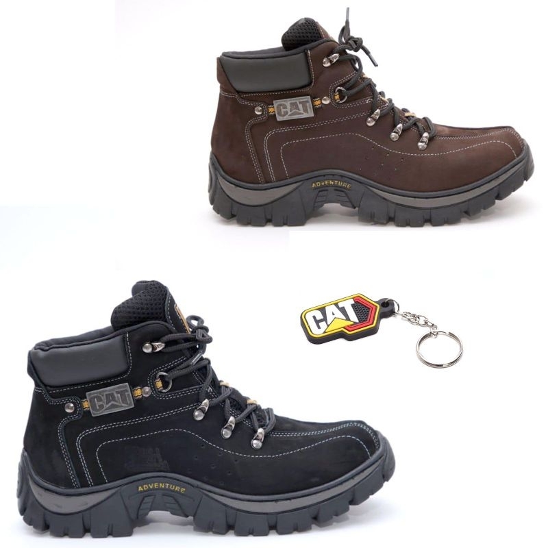 Bota Coturno Adventure Caterpillar Couro Nobuck Legitimo 100% Natural  (Marrom, 38)