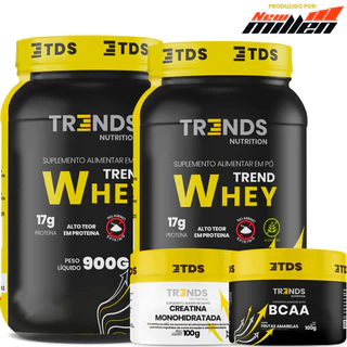 Kit Treino 2x Whey Protein 900g + Bcaa 100g + Creatina 100g