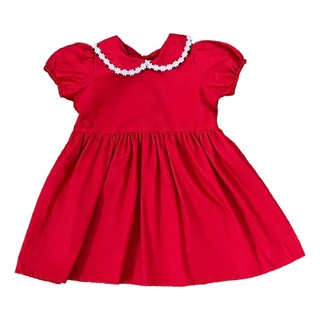 Vestido Infantil Festa 100% Algodão Menina Rodado Vermelho