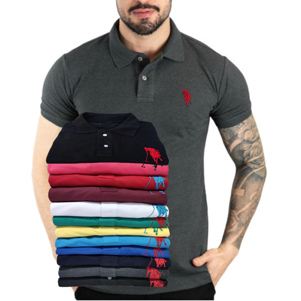 Camisa Polo U.S. Polo Bordado Azul - Compre Agora