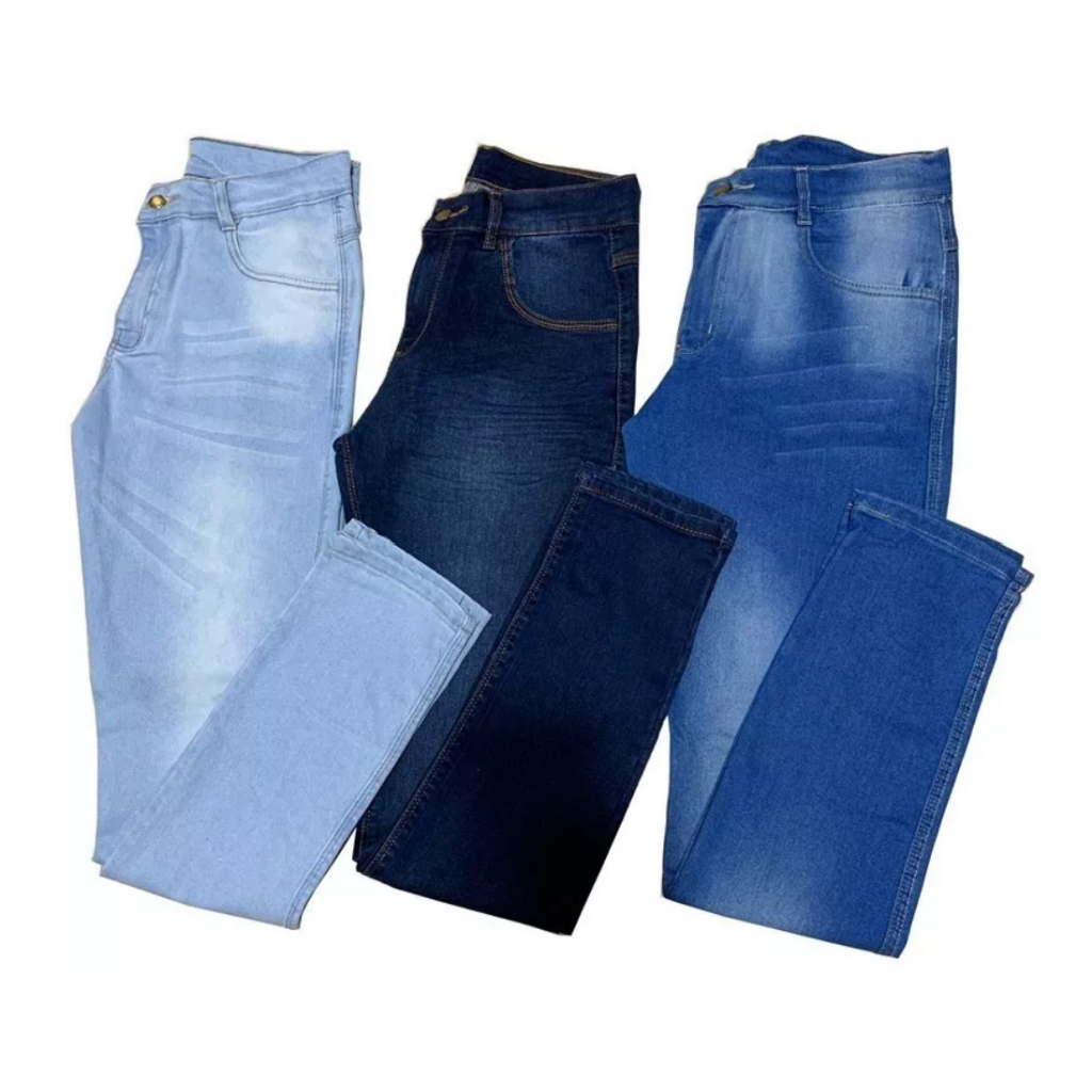 Kit 3 Atacado Calça Jeans Masculina Skinny Com Elastano