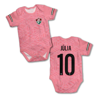 Body de bebê personalizado com nome Fluminense Rosa