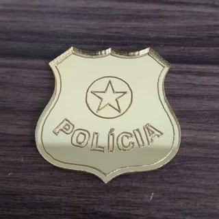 Aplique Distintivo Polícia 4cm acrílico espelhado