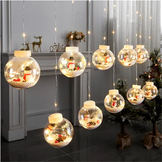 Cascata de Pisca Pisca Bola De Natal DIY Papai Noel Cortina De Luz Corda Decoração Da Árvore Festa