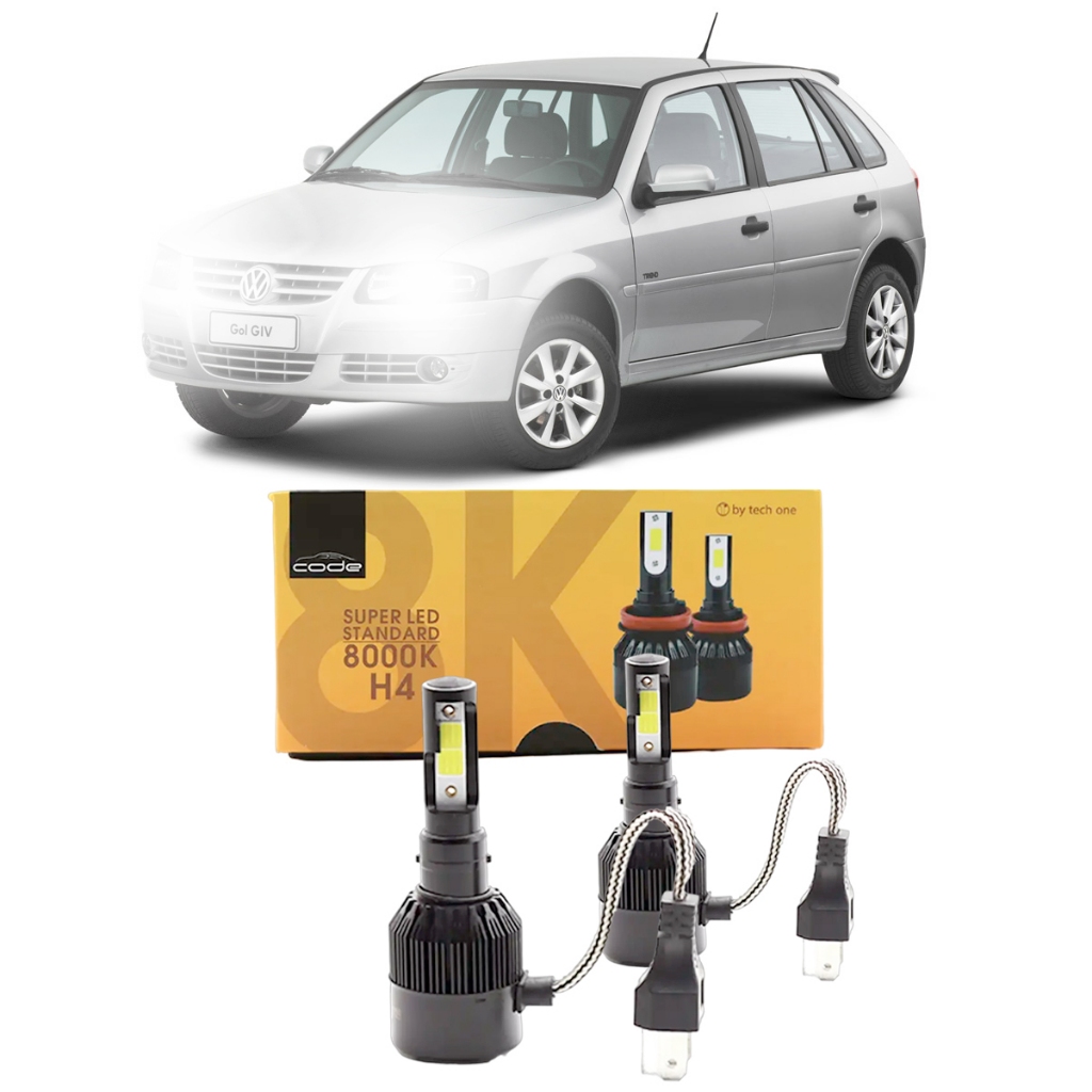 Kit Lampadas Super LED 6000k 8000k Volkswagen Gol G4 Foco Simples ...