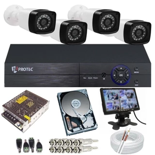 Kit 4 Câmeras De Segurança Residencial Hd Com Monitor LCD 7 Polegadas