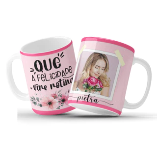 Caneca Branca Personalizada Foto e Frase