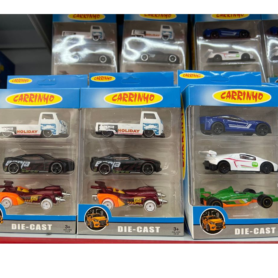 Brinquedo de Kit 3 Carrinho Hot Cars Miniaturas Estilo Colecionavel