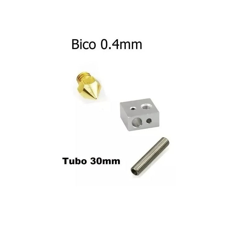 Bloco Aquecedor V5 Hotend + Bico 0.4mm Reprap Impressora 3d [ Código 202 ]