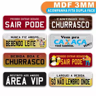 Placa Decocotativa de Parede Estilo Placa de Carro em MDF 40x13cm Frase para cantinho do churrasco, cerveja cortada a laser