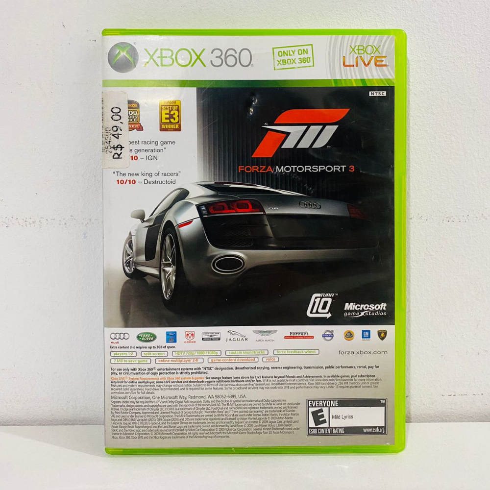 Forza Motorsport 3 Video Game Xbox 360 Platinum Hits Ultimate Collection  Rated E