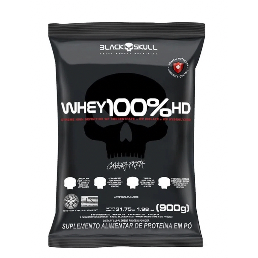 Whey 100% HD Concentrado Refil 900g Black Skull