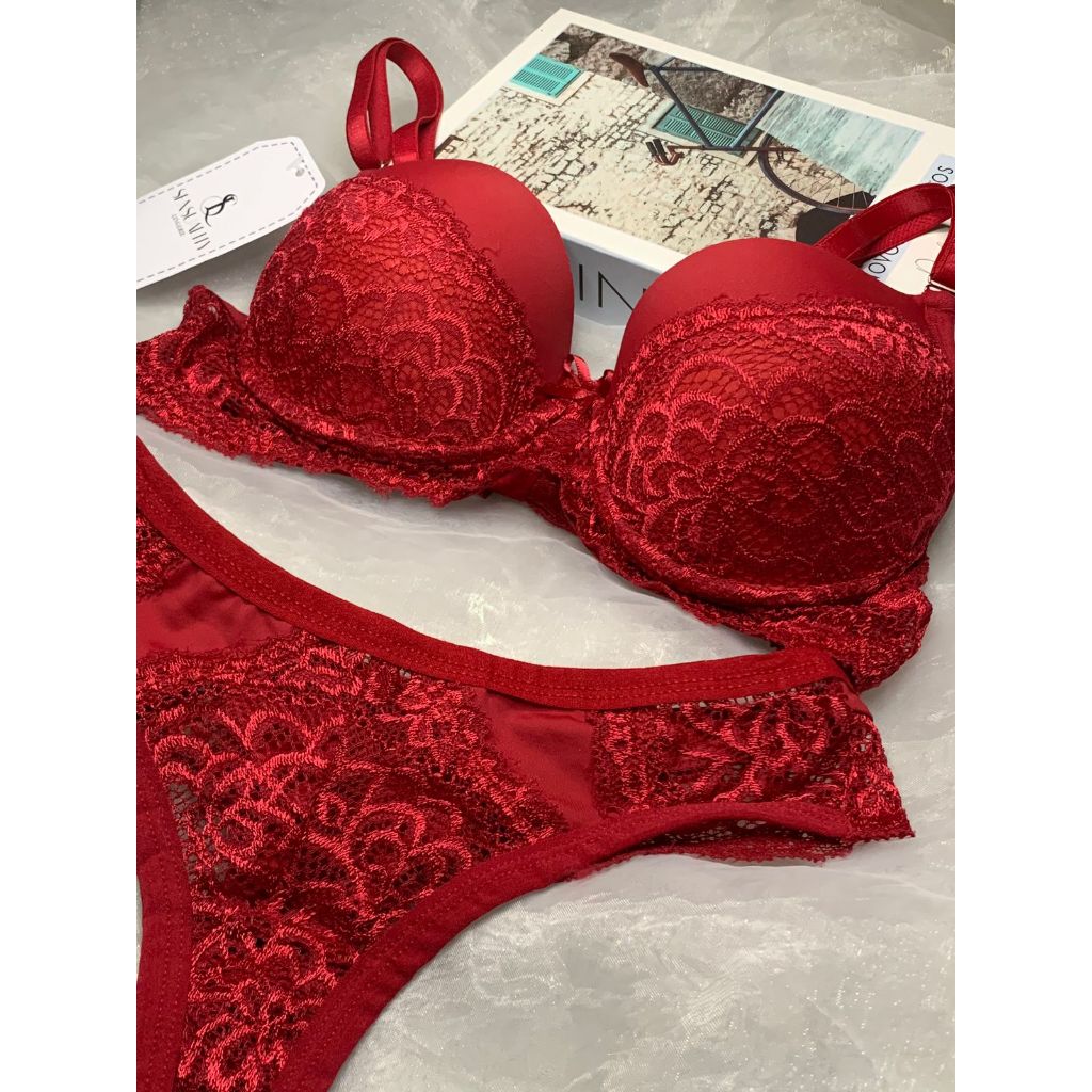 Conjunto de sutiã lingerie fio livre lenceria sexy bielizna damska komplety  copo ab laço topo vinho vermelho lenceria rendas conjunto de roupa interior