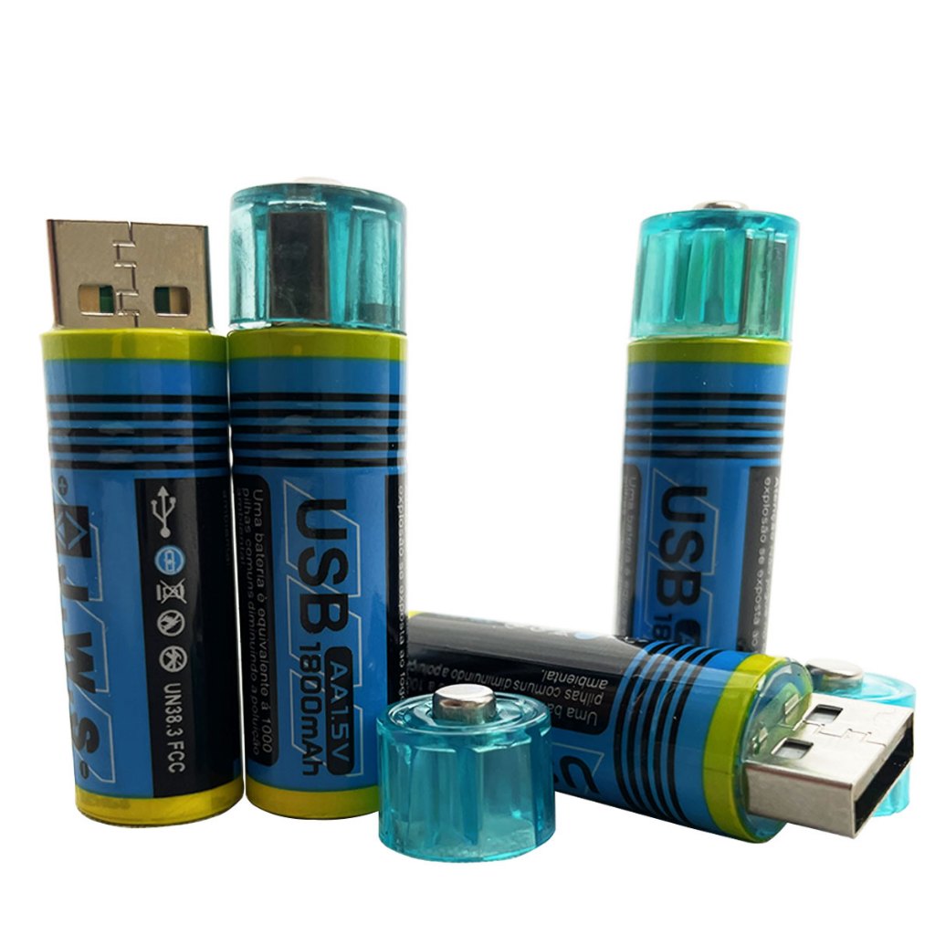 Kit 4 pilhas recarreg vel usb aa 1 5v 1 800mah jws escorrega o pre o