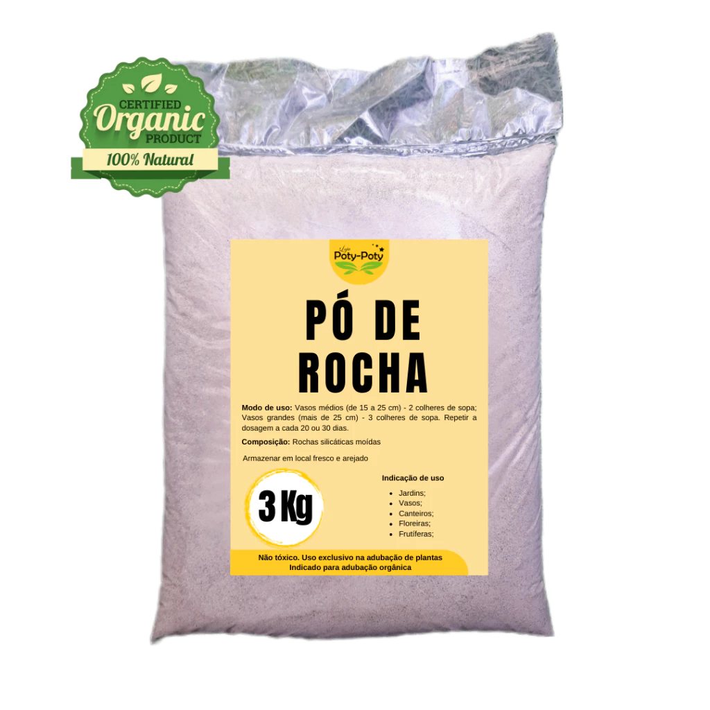 Pó de Rocha Remineralizador Fertilizante Orgânico 3 KG