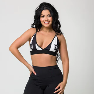 Top Feminino JOJO TIME Fitness Decotado Brasil Sem Bojo com strappy costas nua Poliéster Brasileirão Carioca Paulista