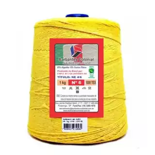 Barbante Piratininga 1kg amarelo ouro, fio 6.