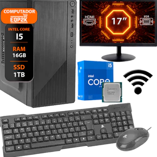Computador Intel I5 Ssd 1tb 16gb Memória Ram Monitor 17