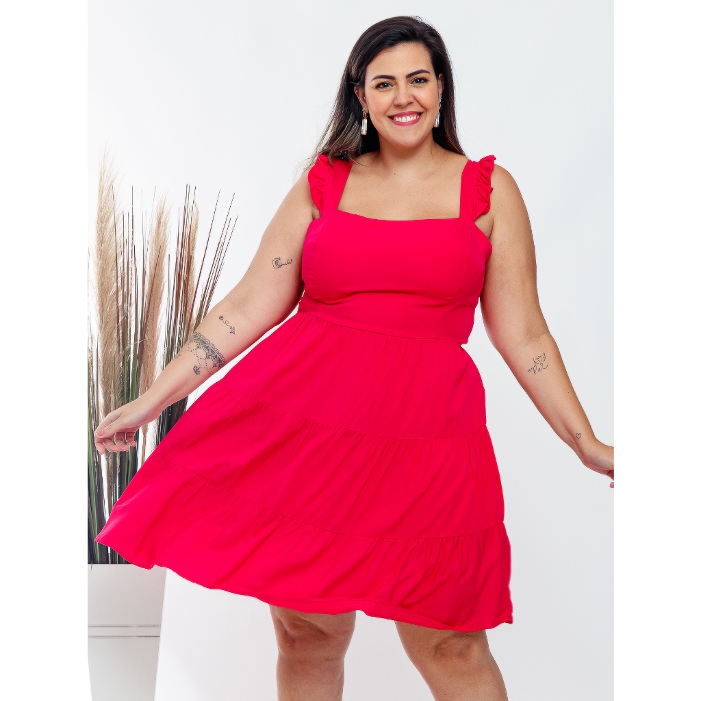 Vestidos Plus Size Curto Básico Moda Curve Malha Viscolycra