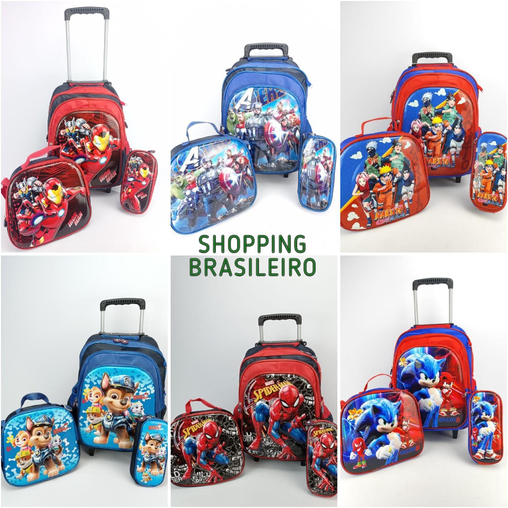 Kit Mochila Infantil de Rodinhas Masculina Naruto Lancheira - Chic Outlet -  Economize com estilo!