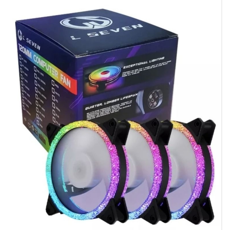 Kit 3 Cooler Fan Led Rgb 120mm C/ Controle Remoto Para montar SetUp Pc Gamer Computador
