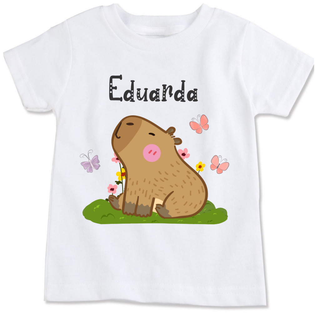 Camiseta Infantil Capivara Animal Estimação Estilosa Estilo