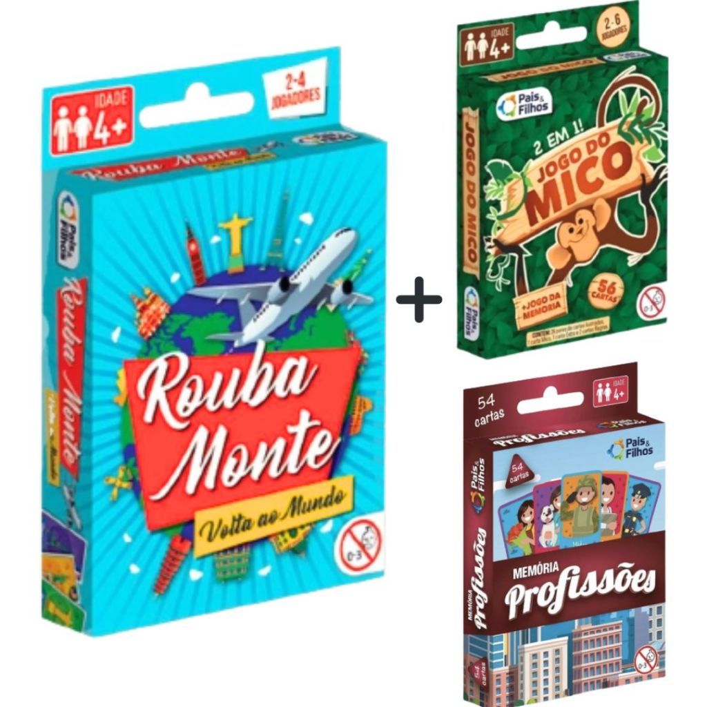 Kit 3 Jogos de Cartas Rouba Monte + Jogo do Mico + Jogo Profissões ...