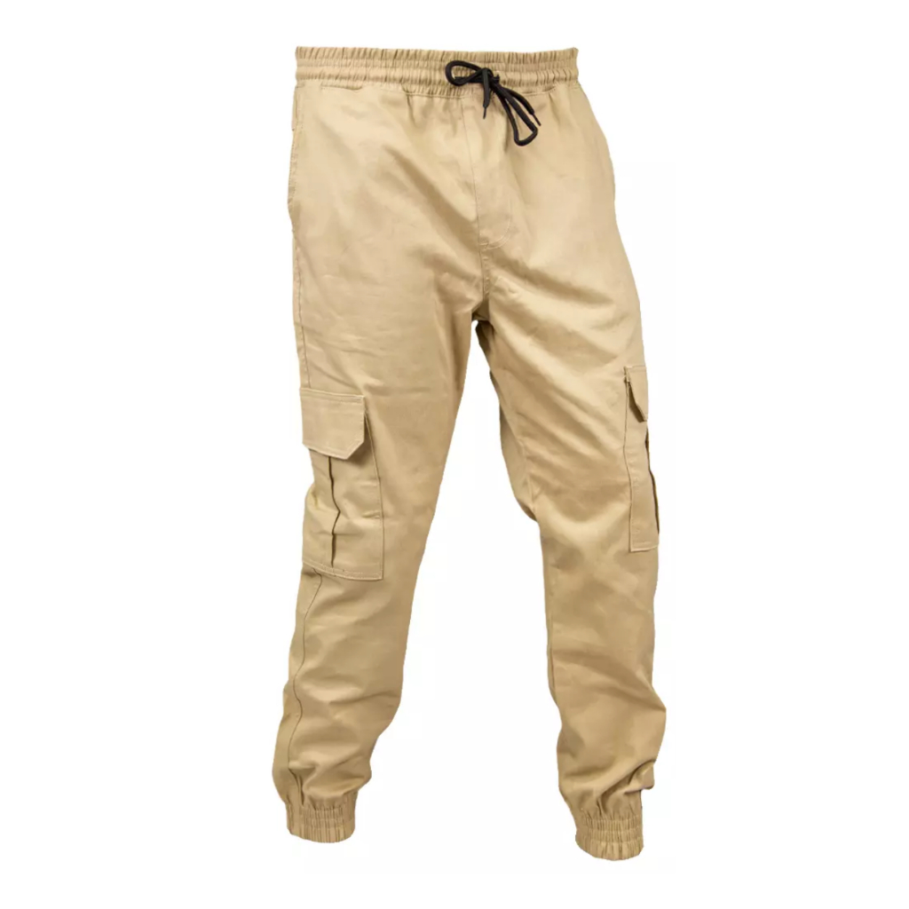 Calça Cargo Jogger Sarja Masculina Beje | Shopee Brasil