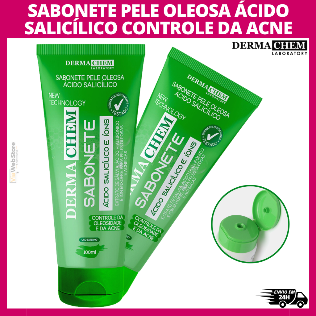 Sabonete Para Pele Oleosa com Ácido Salicílico - Dermachem - 100ml ...