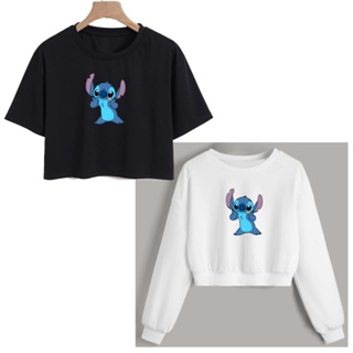 Kit 2 peças blusa moletom cropped e t-shirt croped de algodão Lilo oferta