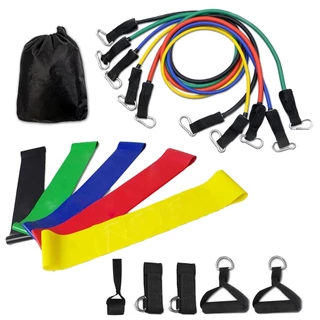 Kit 11 Extensor Elástico Treino Em Casa + Kit 5 Mini Band Fitness Para Exercício Yoga Treino