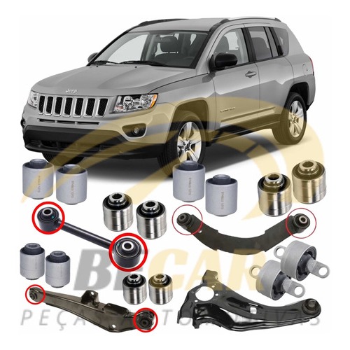 Kit Completo Bucha Braço Suspensão Traseira Jeep Compass /15