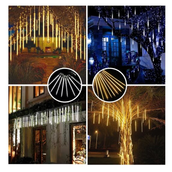 Cascata de Led c/8 tubos para Natal e Festas Cores Variadas