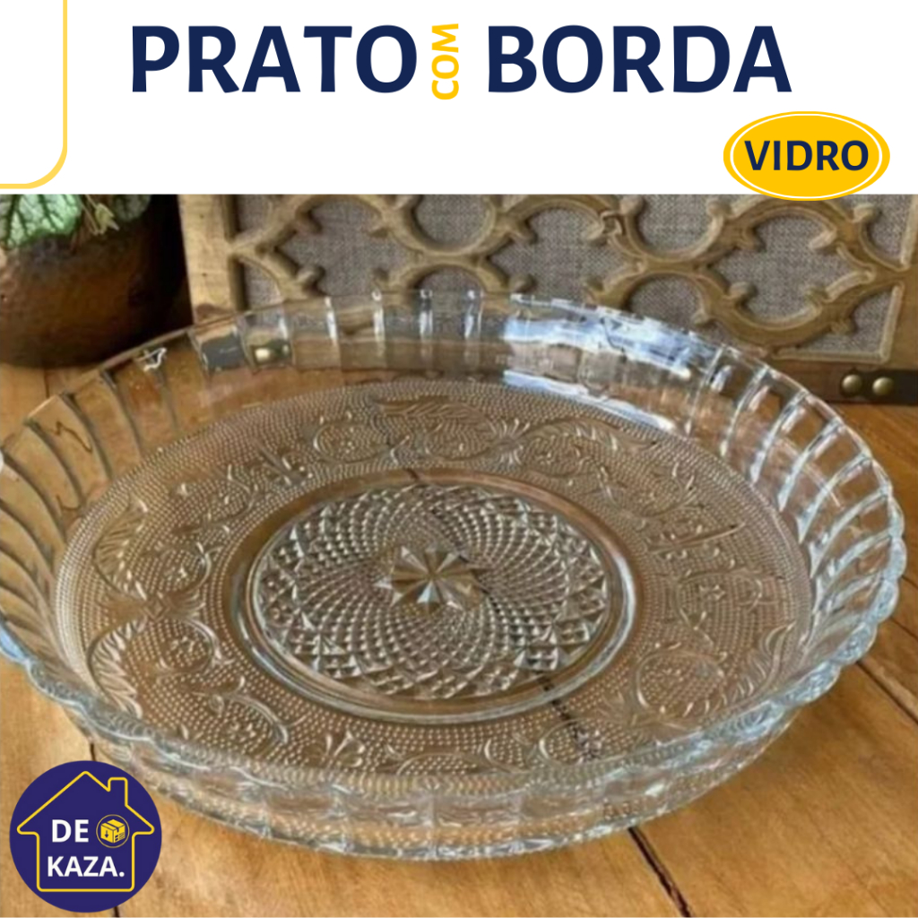 Boleira / Centro De Mesa/ Prato De Bolo / Prato De Vidro Com Borda Kig Glassware