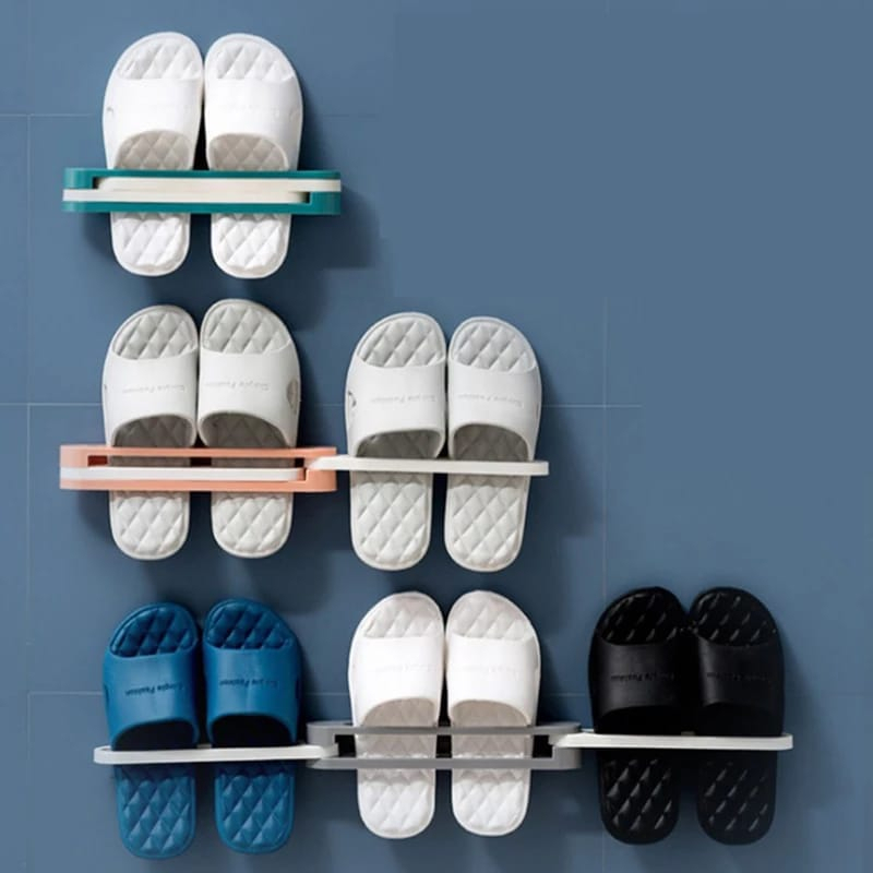 Suporte Organizador Rack Para Chinelo Tênis Toalha Dobrável Autoadesivo ...