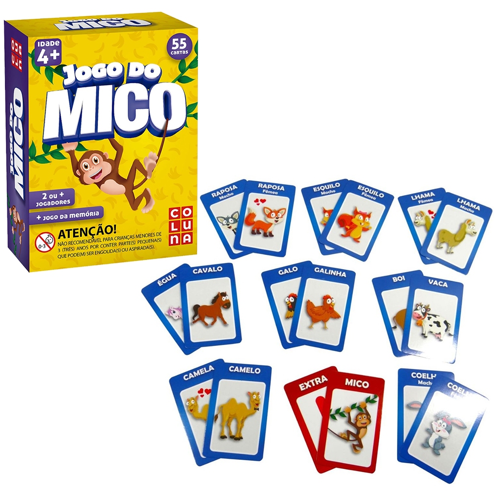 Jogo de Cartas Educativo Memória Dinâmica e Mico 2 em 1 - ENGENHA KIDS -  Produtos e acessórios para bebê