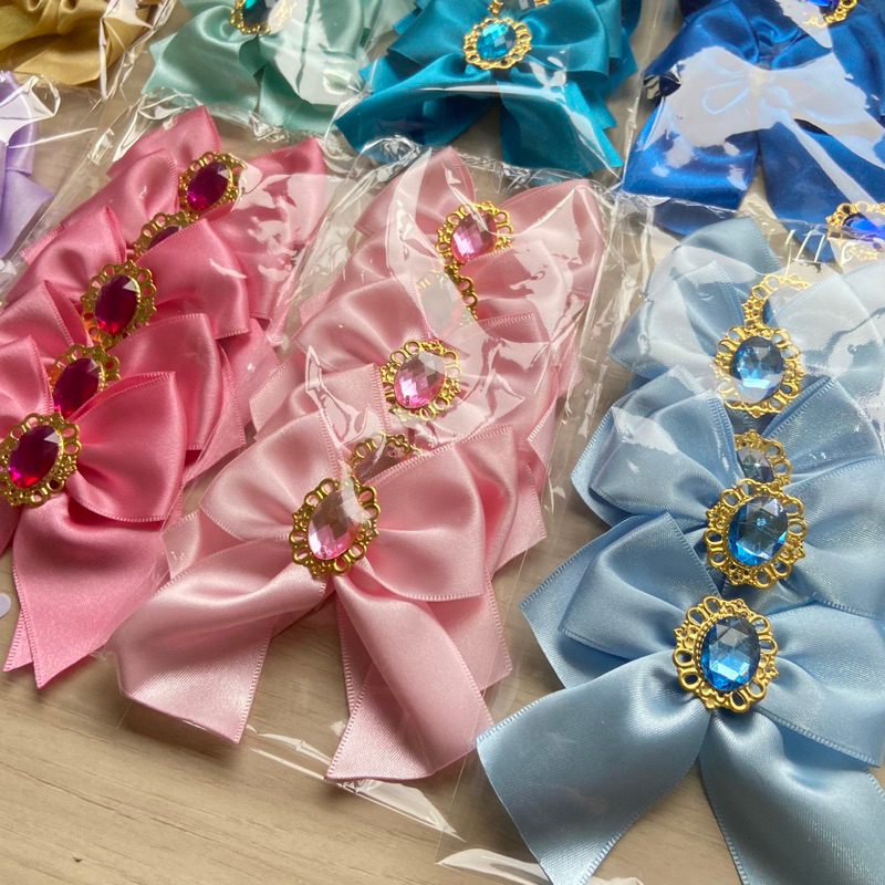 Laço / Lacinho Fita Cetim PROGRESSO N9 (38mm) C/ CHATON e Medalha - 5 Unidades para lembrancinha de festa