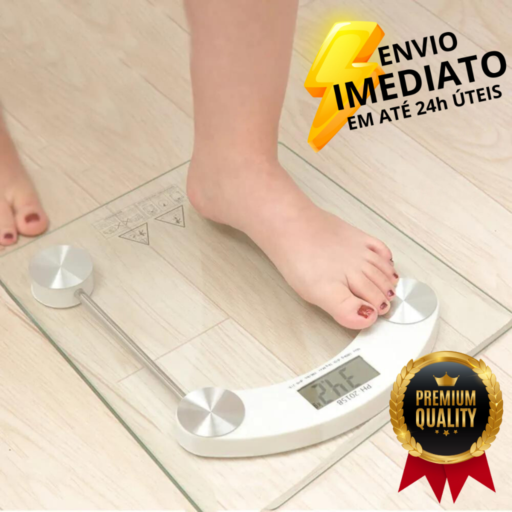 Balança Digital Corporal Banheiro Academia Fitness Vidro Temperado ...