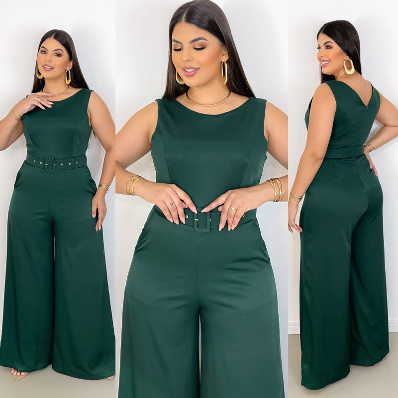 Macaquinho Plus Size com Cinto Roupa Feminina Moda Plus Size em Promoção na  Americanas