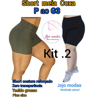 Short Legging Feminino Meia Coxa Cós Alto Pala Dupla Fitnes Academia Suplex  Shortinho Leg Roupa - Cinza