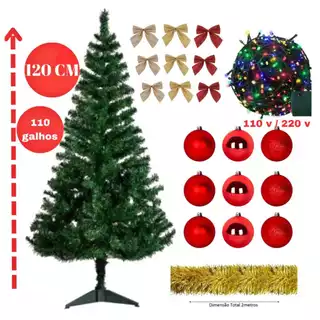 Árvore De Natal 60/90/120 Cm Completa Decorada + Pisca Pisca Arvore Pinheiro