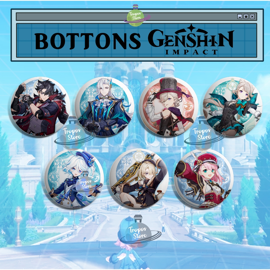 Bottons Genshin Impact - Personagens de Fontaine - Neuvillette - Wriothesley - Furina