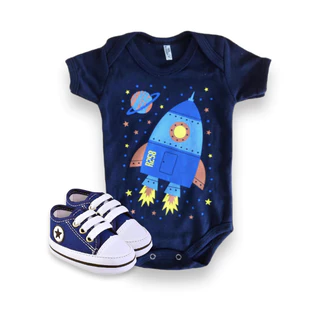 Body Temático Bebê Mesversario Foguete Astronauta